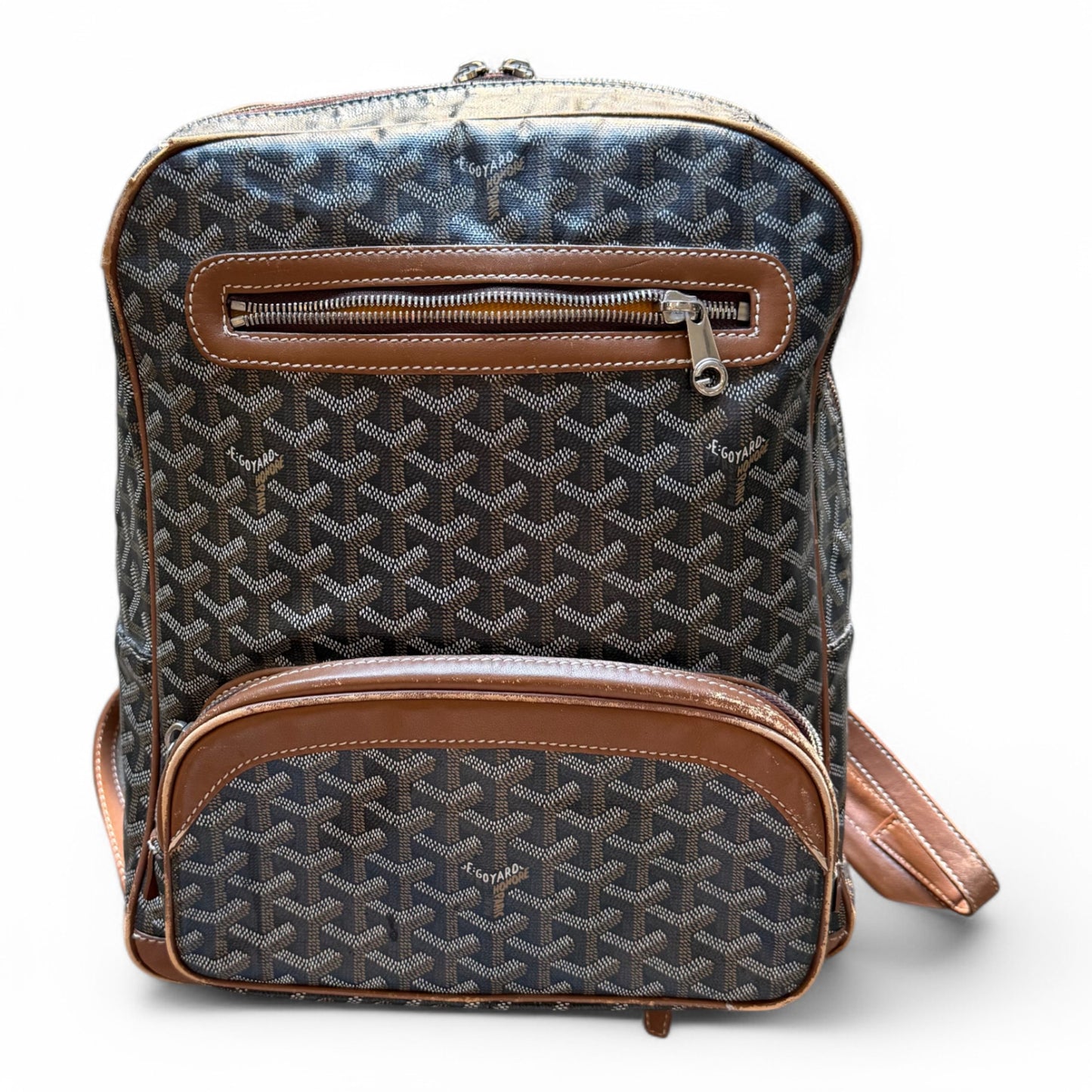 Vintage Goyard Leather Backpack Black / Brown