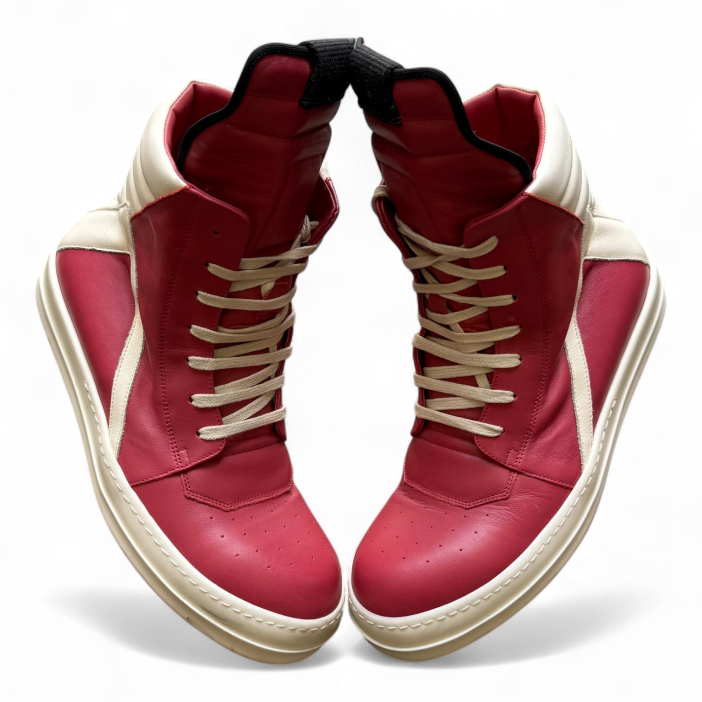 Rick Owens Geobasket High Red Leather