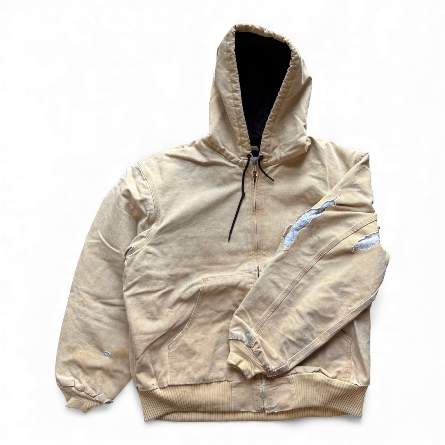 90's Carhartt Distressed Zip-Up Hooded Jacket