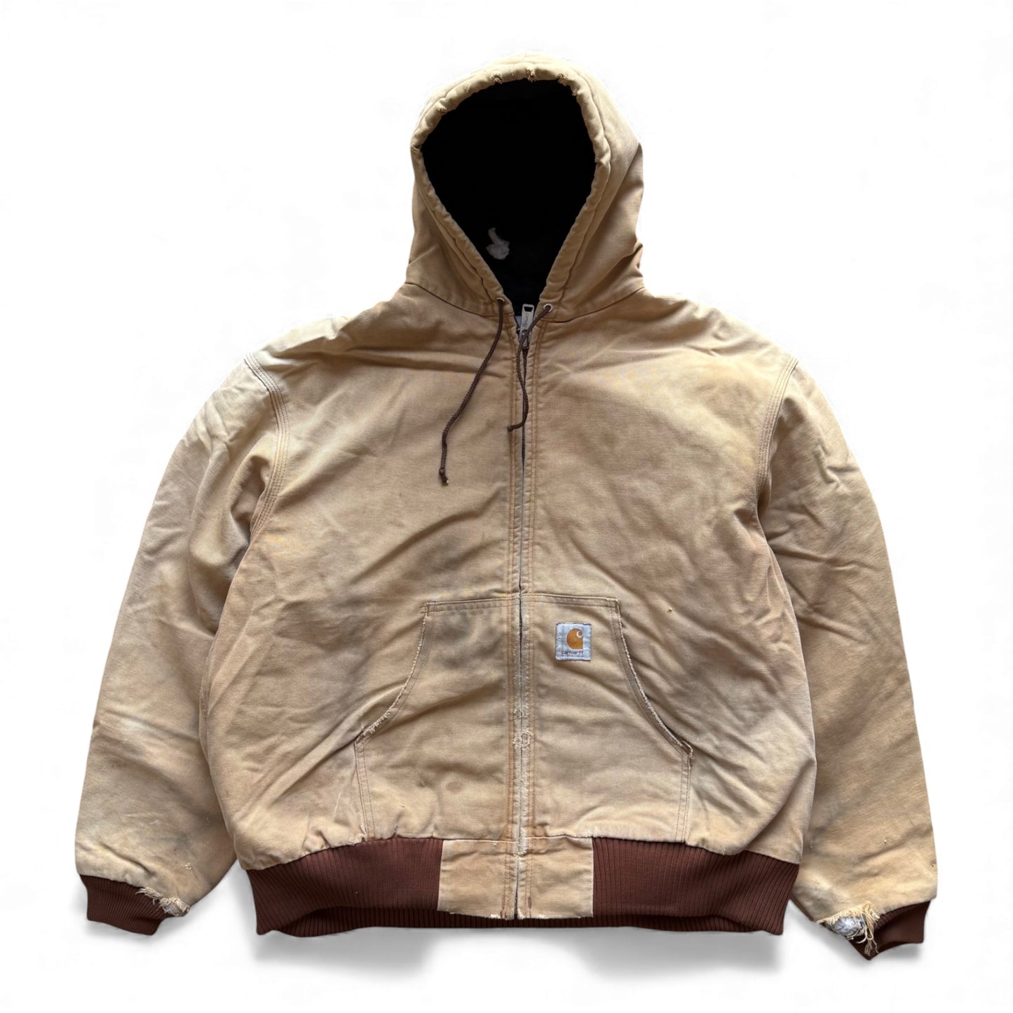 90's Carhartt Distressed Zip-Up Hooded Jacket