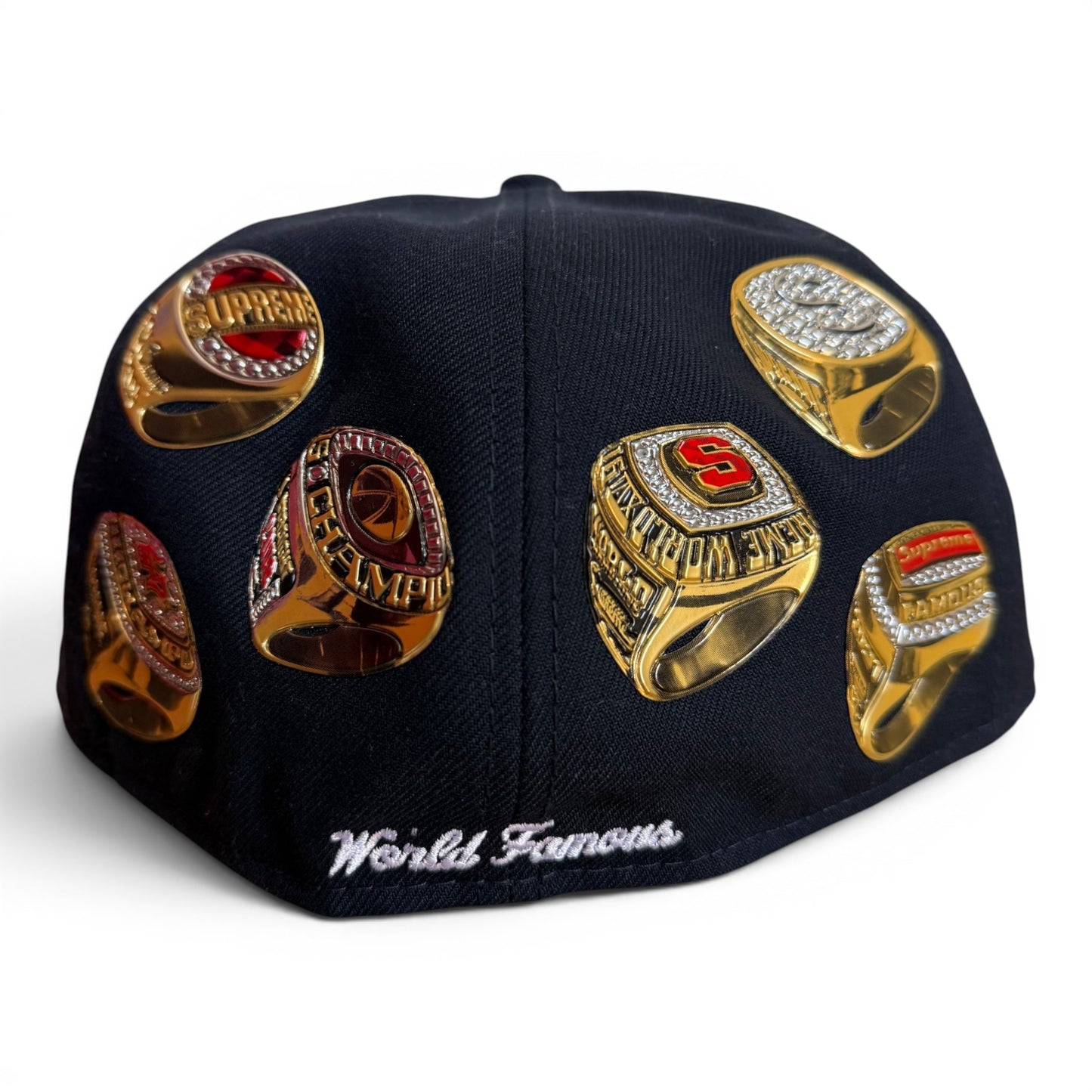 Supreme Rings Box Logo Fitted Hat Navy