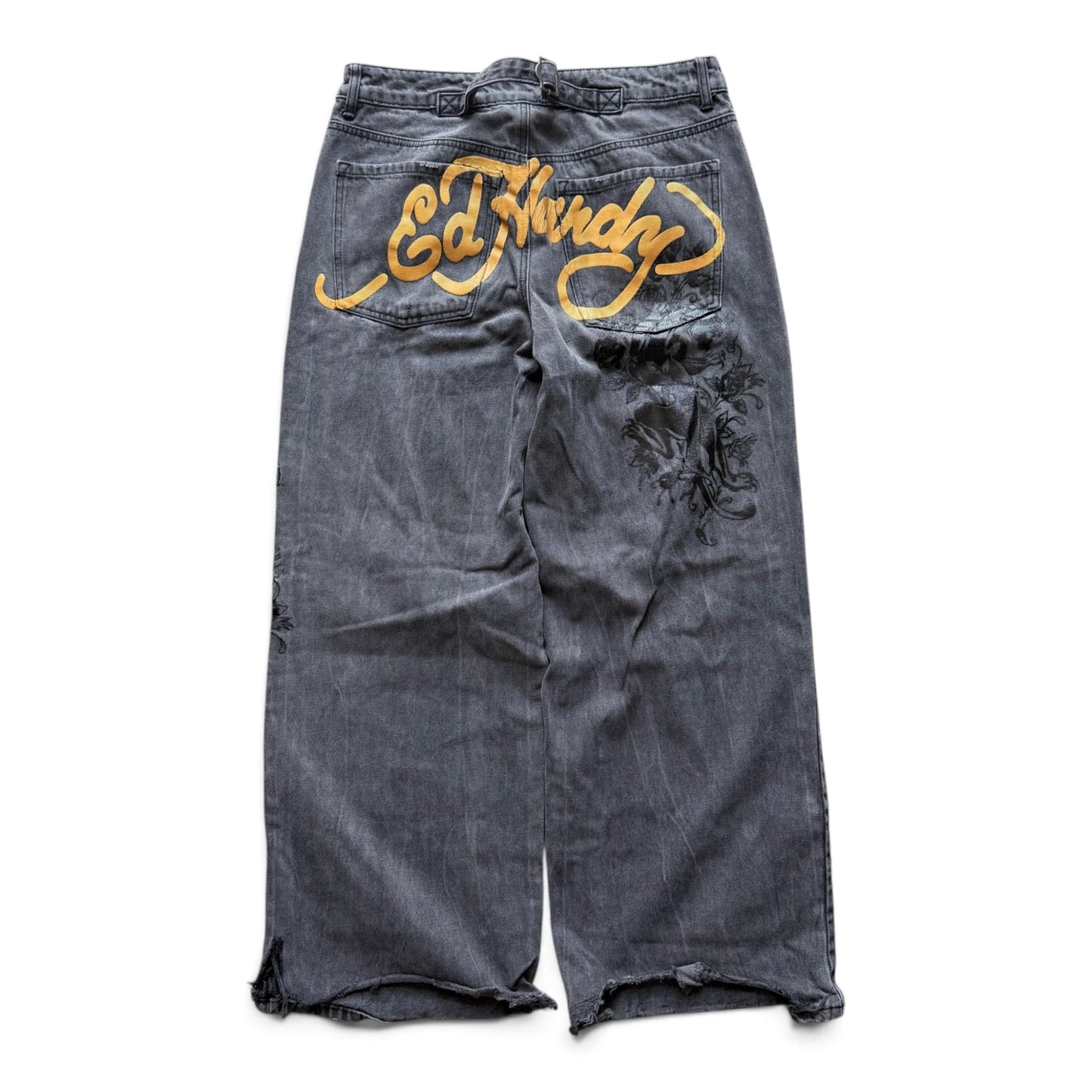 Ed Hardy Embroidered Jeans Black