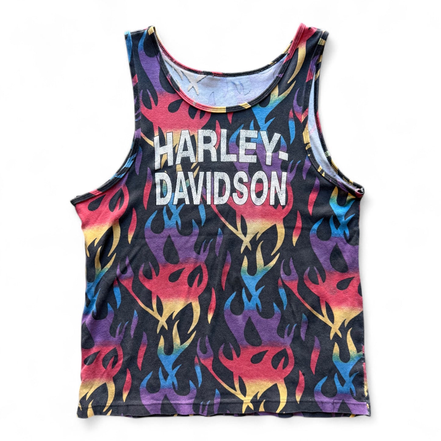 90's Harley Davidson Multicolor Flames Tank Top T-Shirt