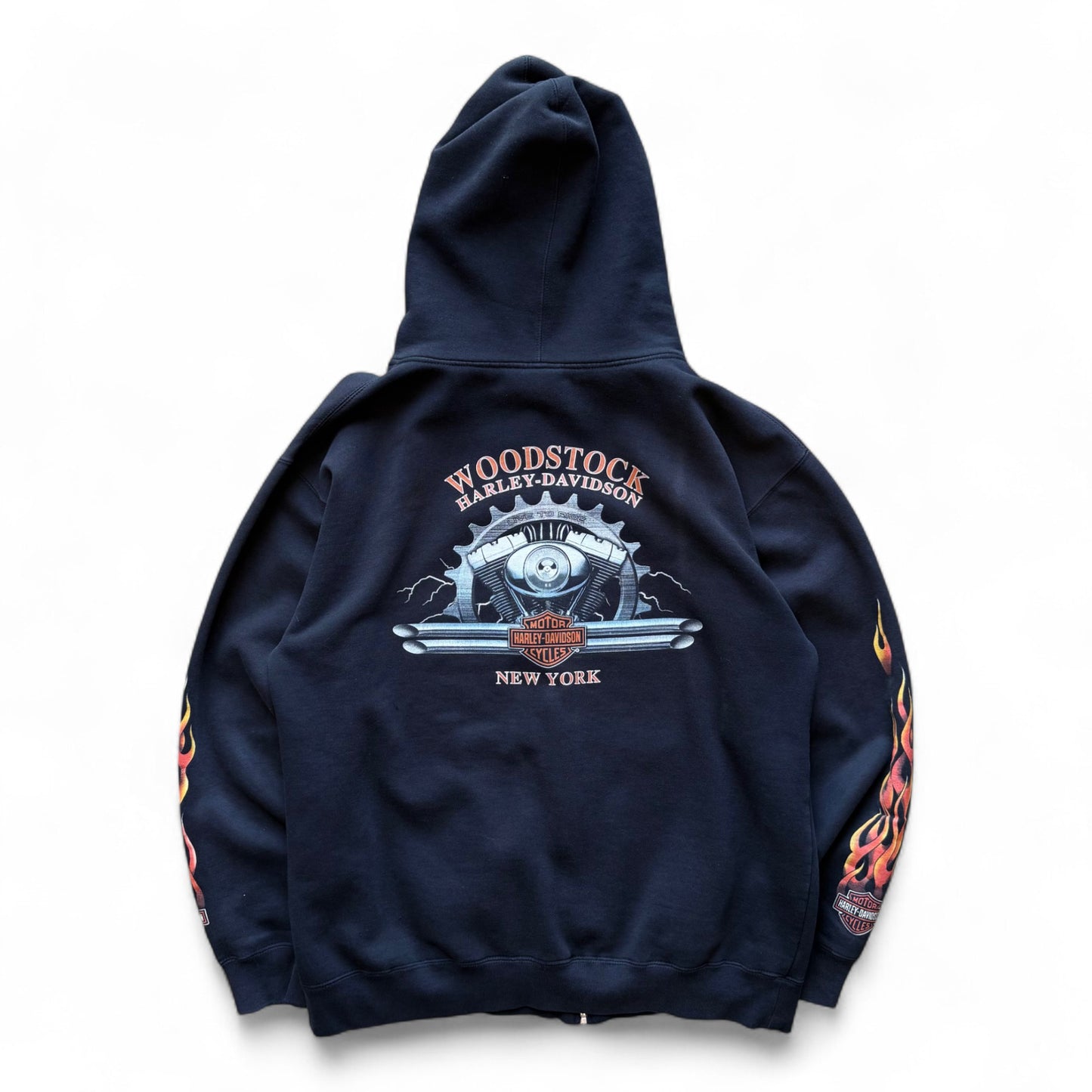 00's Harley Davidson Flame Zip-Up Hoodie