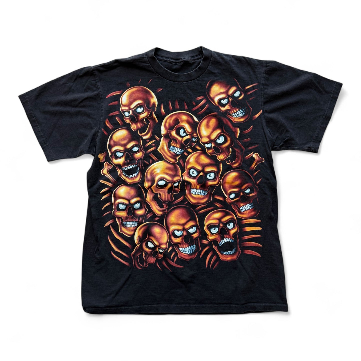 00's Orange Skull Pile T-Shirt