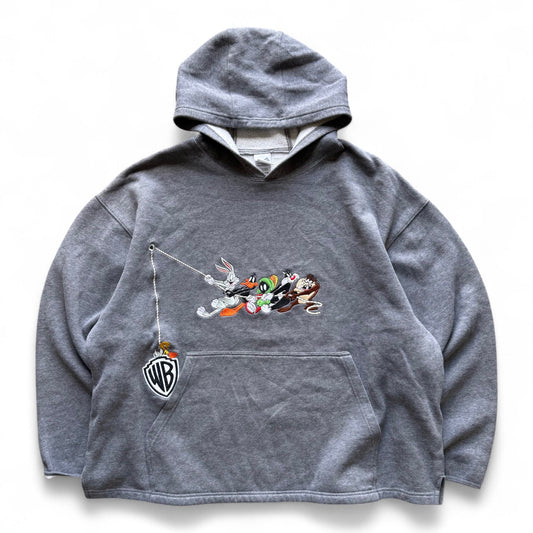 90's Warner Bros. Cartoons Pullover Hoodie Grey