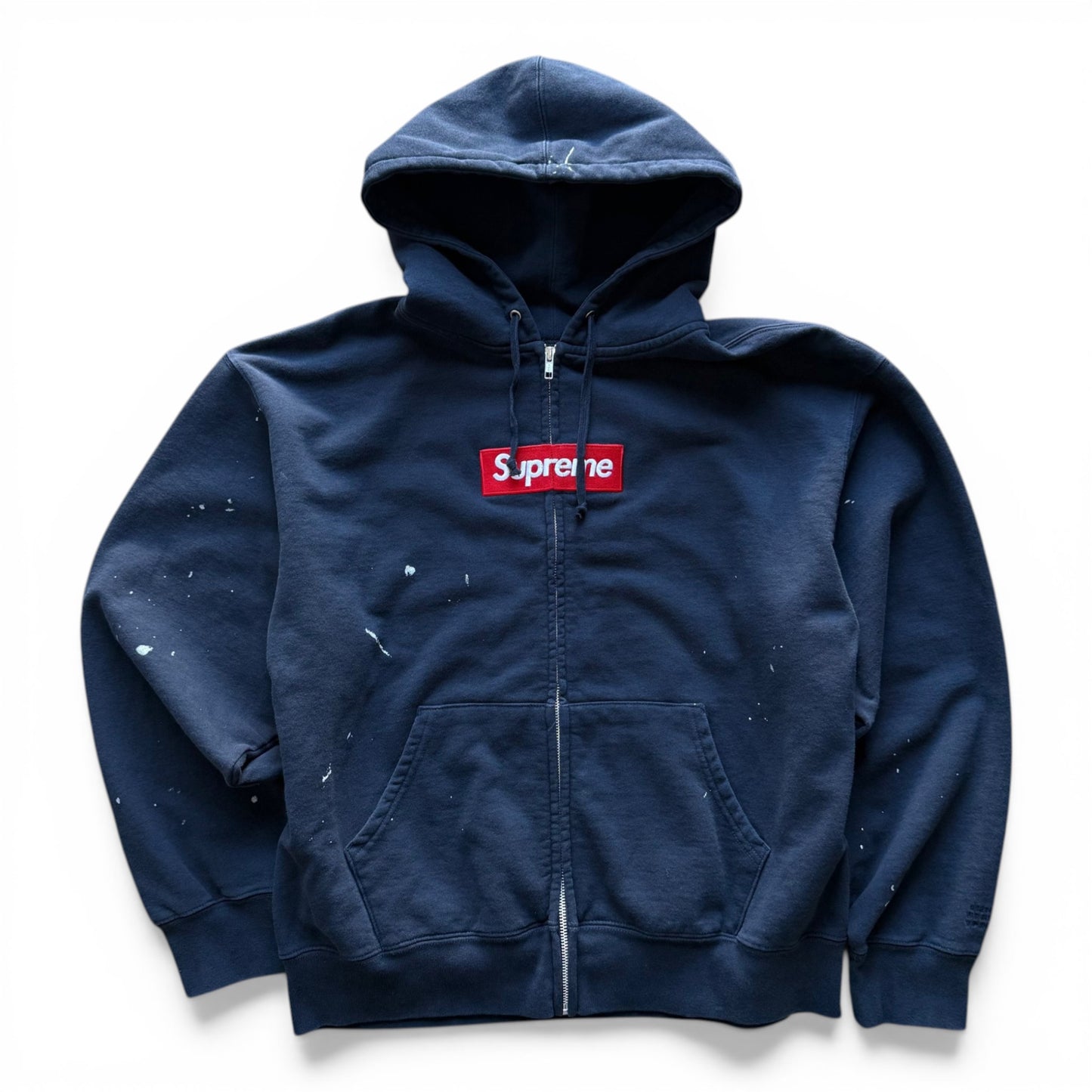 Supreme MM6 Zip-Up Box Logo Hoodie Navy