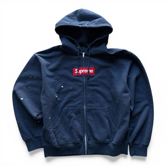 Supreme MM6 Zip-Up Box Logo Hoodie Navy