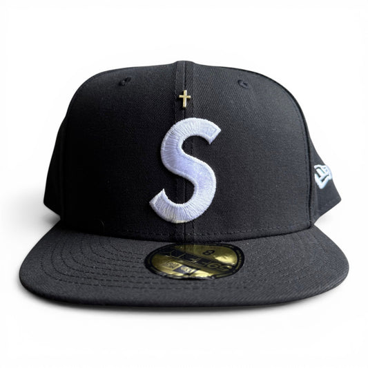 Supreme Gold Cross S Logo Fitted Hat Black