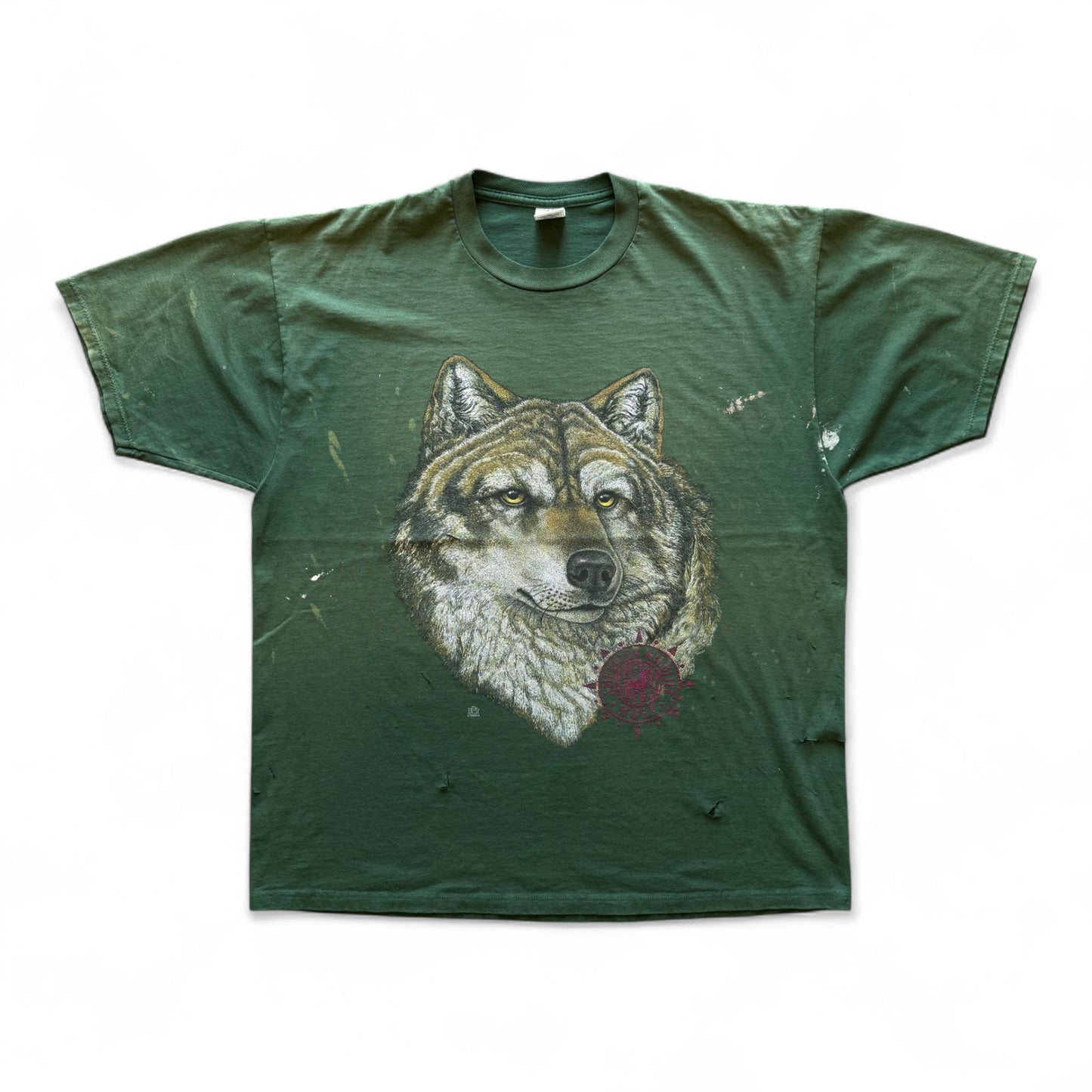 90's Wolf T-Shirt Faded Green