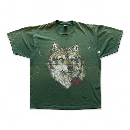 90's Wolf T-Shirt Faded Green