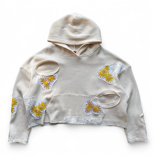 Who Decides War Floral Cropped Hoodie