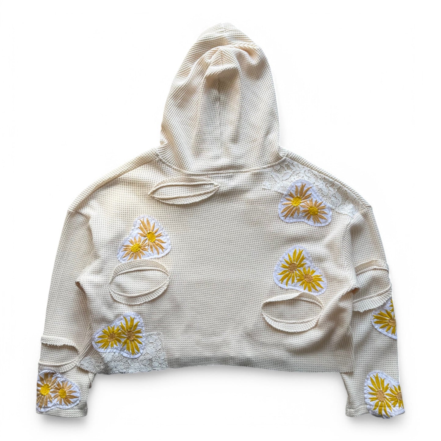 Who Decides War Floral Cropped Hoodie