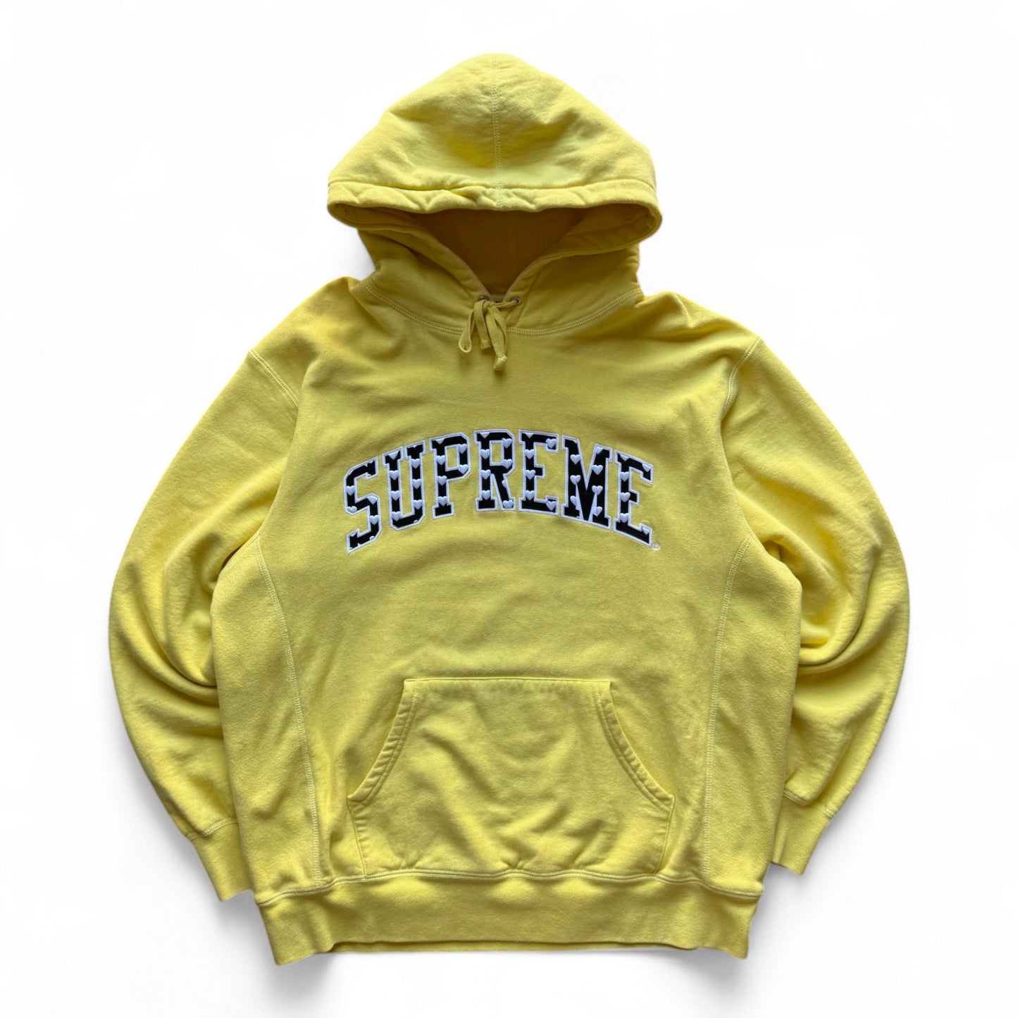 Supreme Hearts Arch Logo Pullover Hoodie Yellow