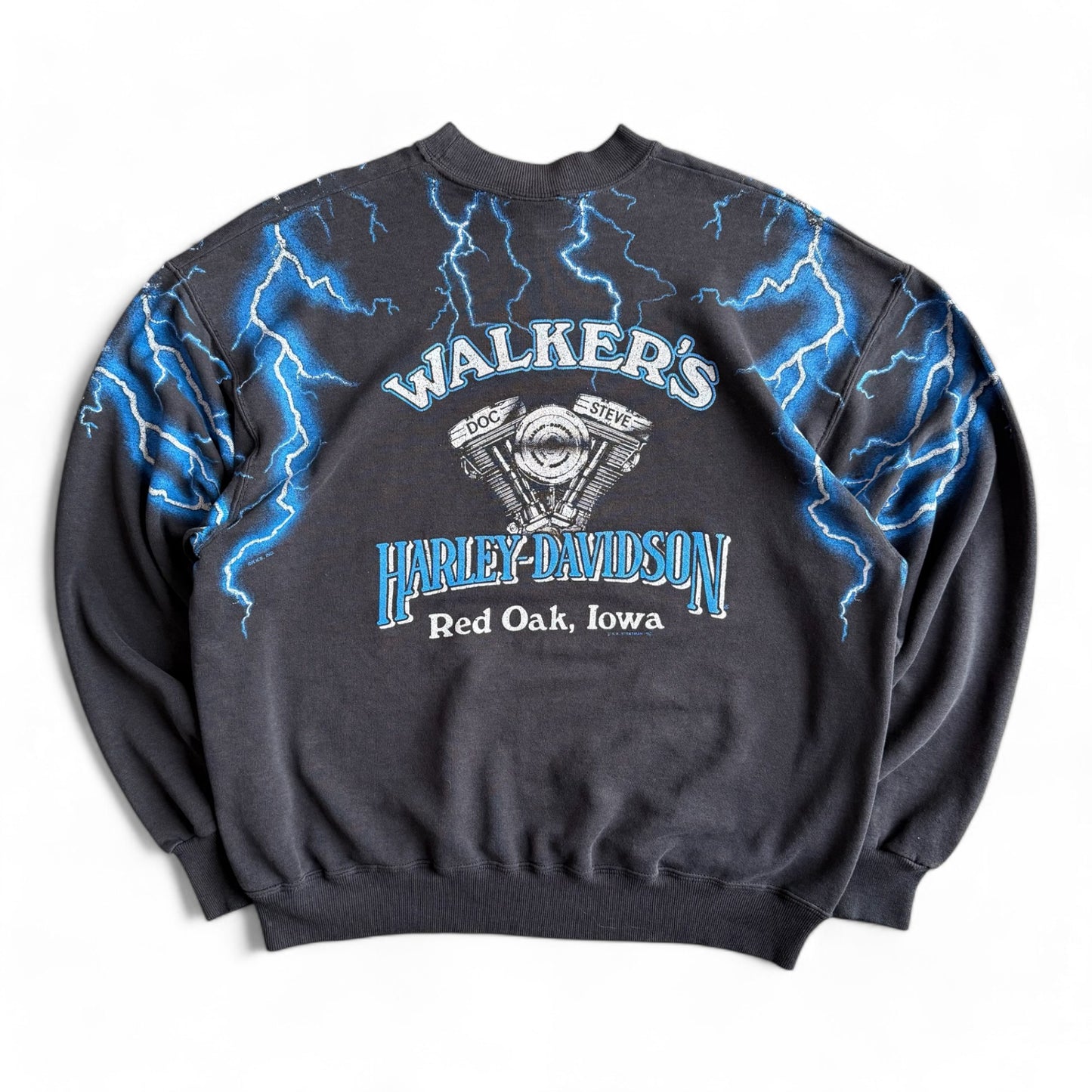 1990's Harley Davidson Blue Lightning Crewneck