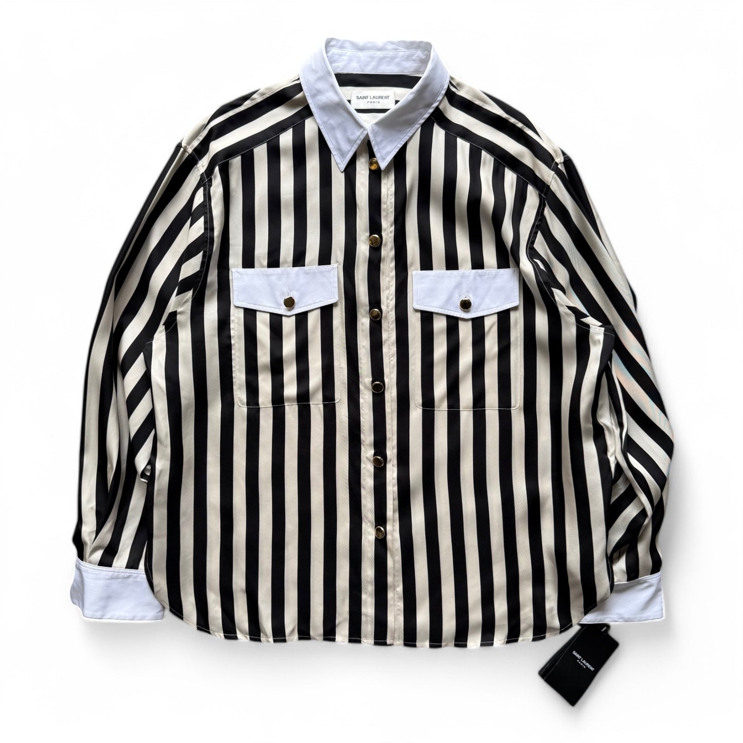 Saint Laurent Striped Button-Up T-Shirt