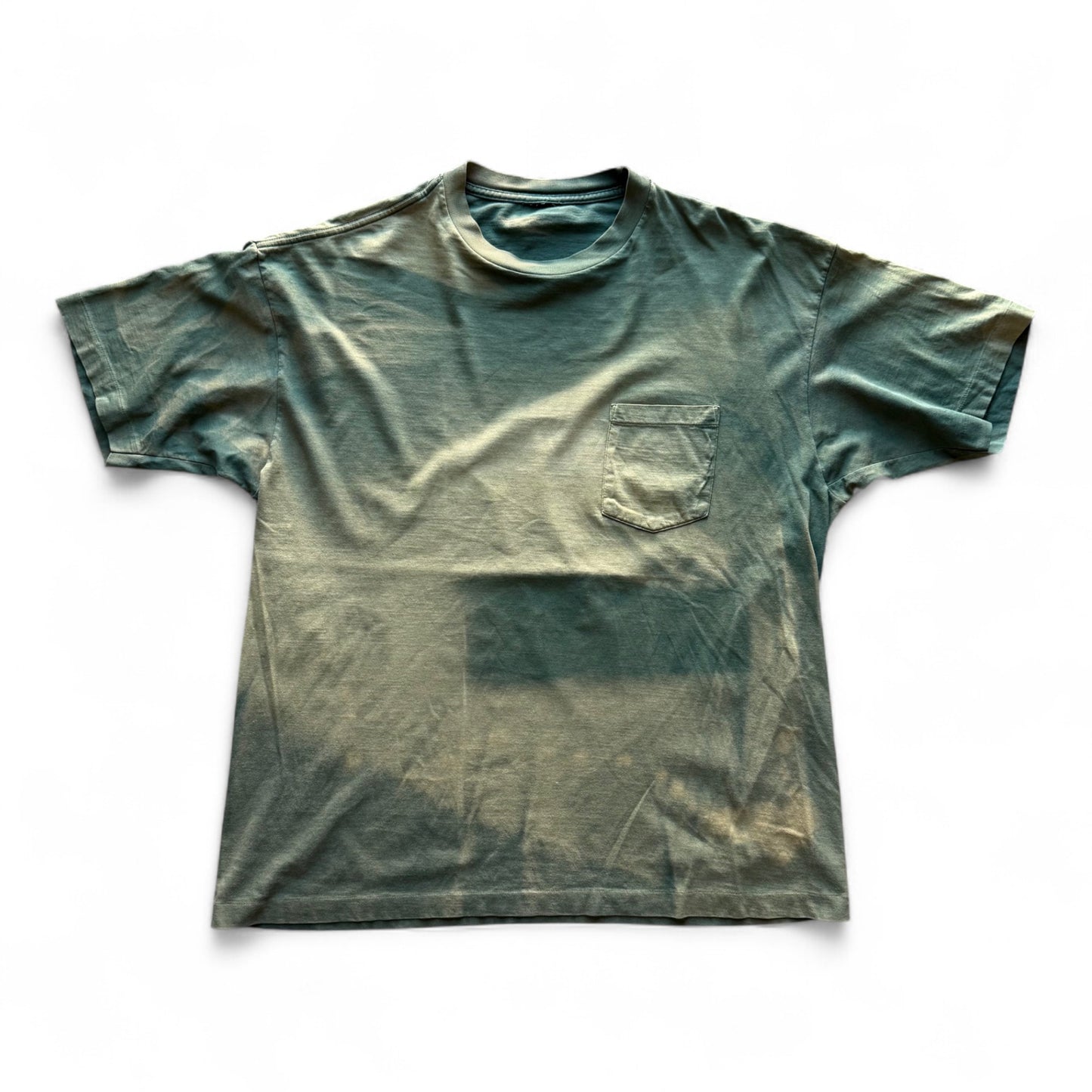 90's Faded Blank Pocket T-Shirt Green