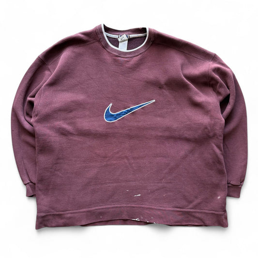 90's Nike Swoosh Crewneck Maroon/Blue
