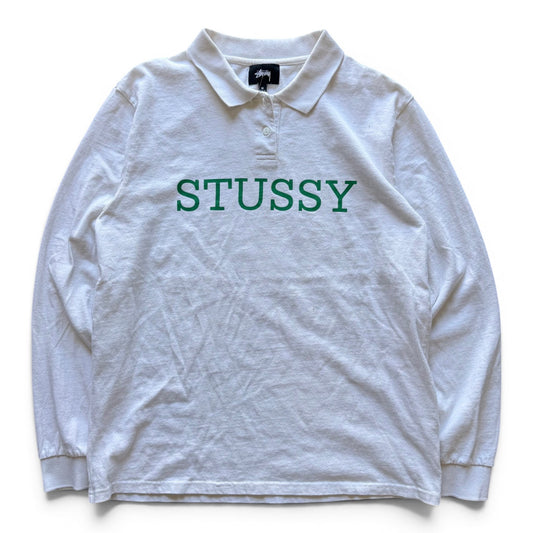 Stussy L/S Polo Shirt White
