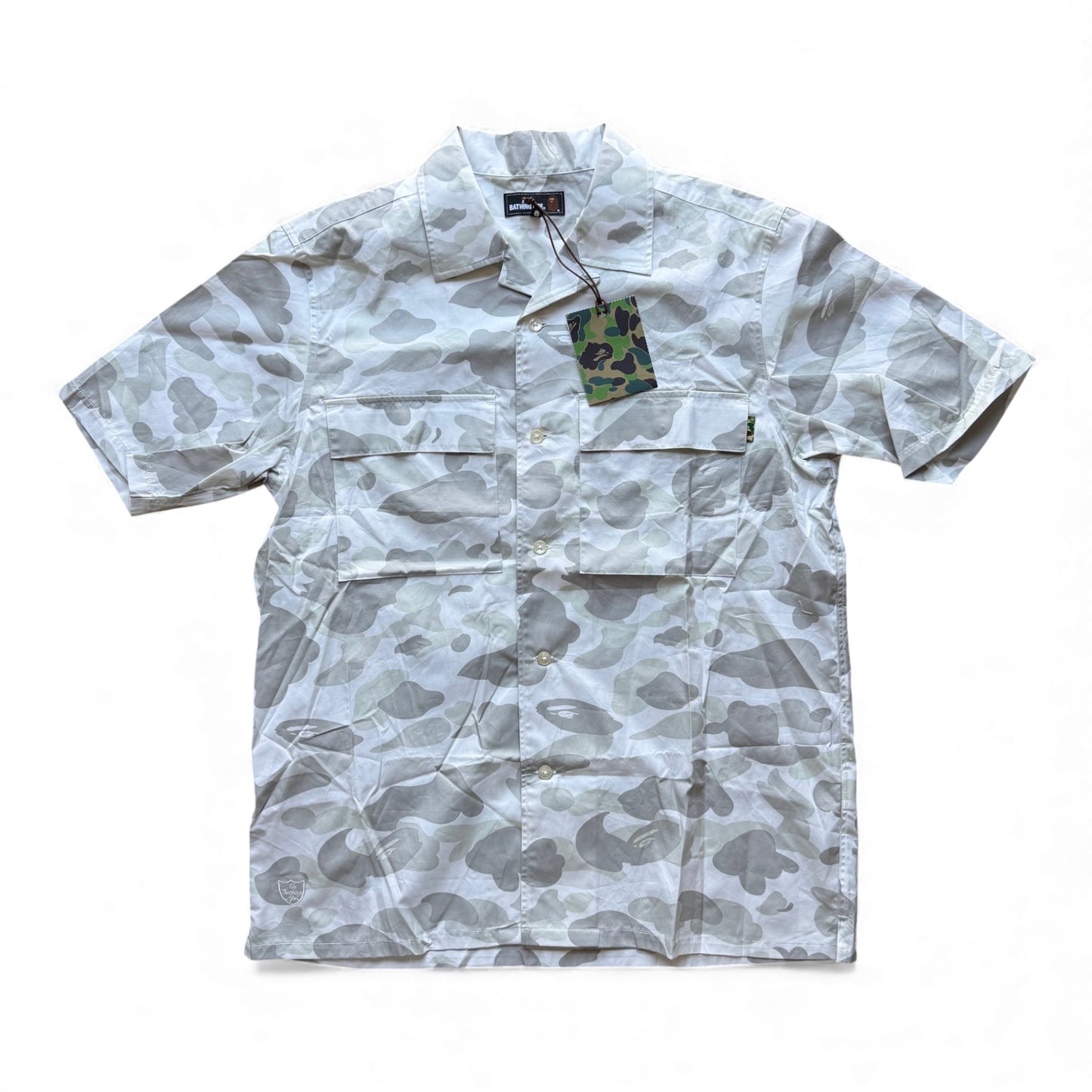 Bape Button Up Shirt Grey Camo