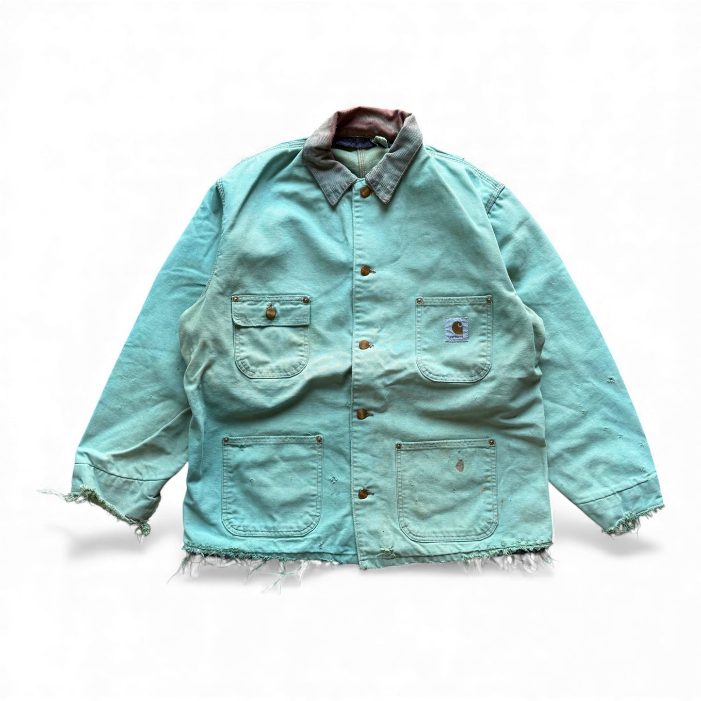 90's Carhartt Distressed Blanket Lined Seafoam Chore Jacket