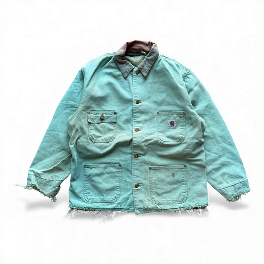 90's Carhartt Distressed Blanket Lined Seafoam Chore Jacket