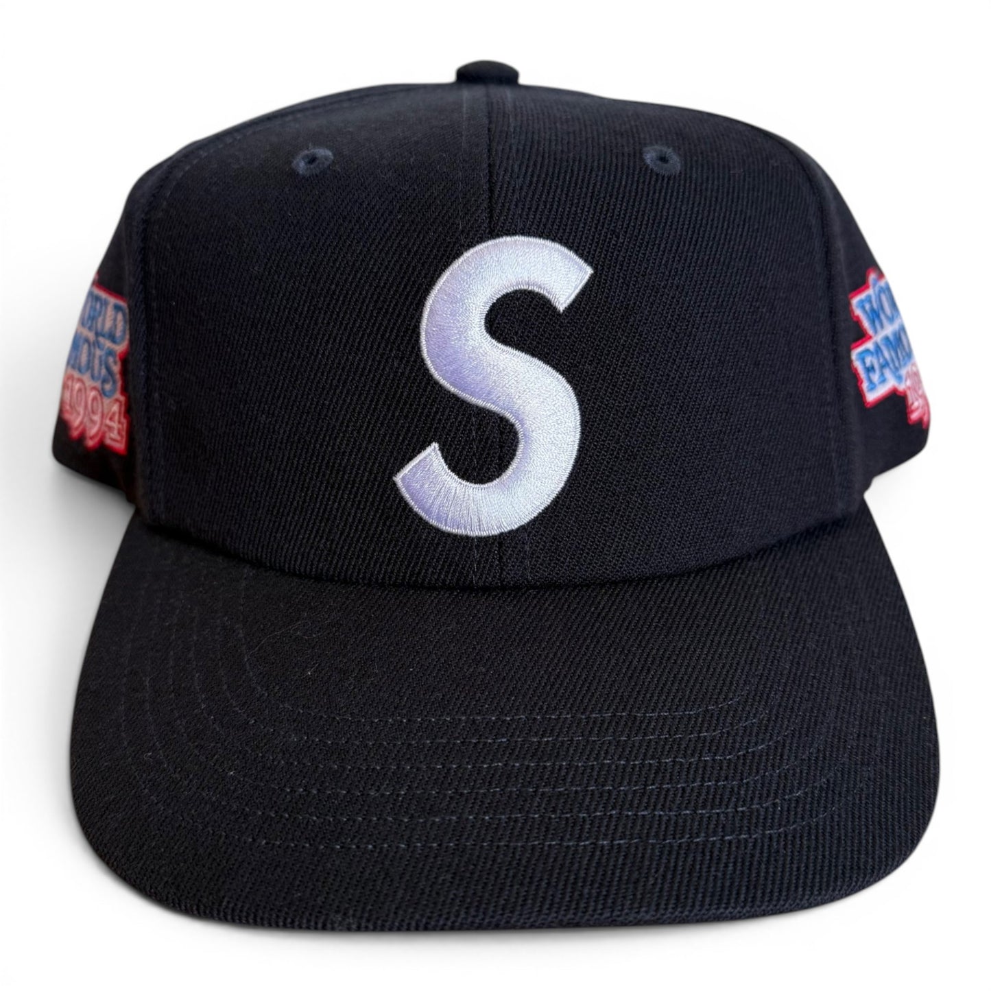 Supreme World Famous S Logo 5 Panel Hat Navy