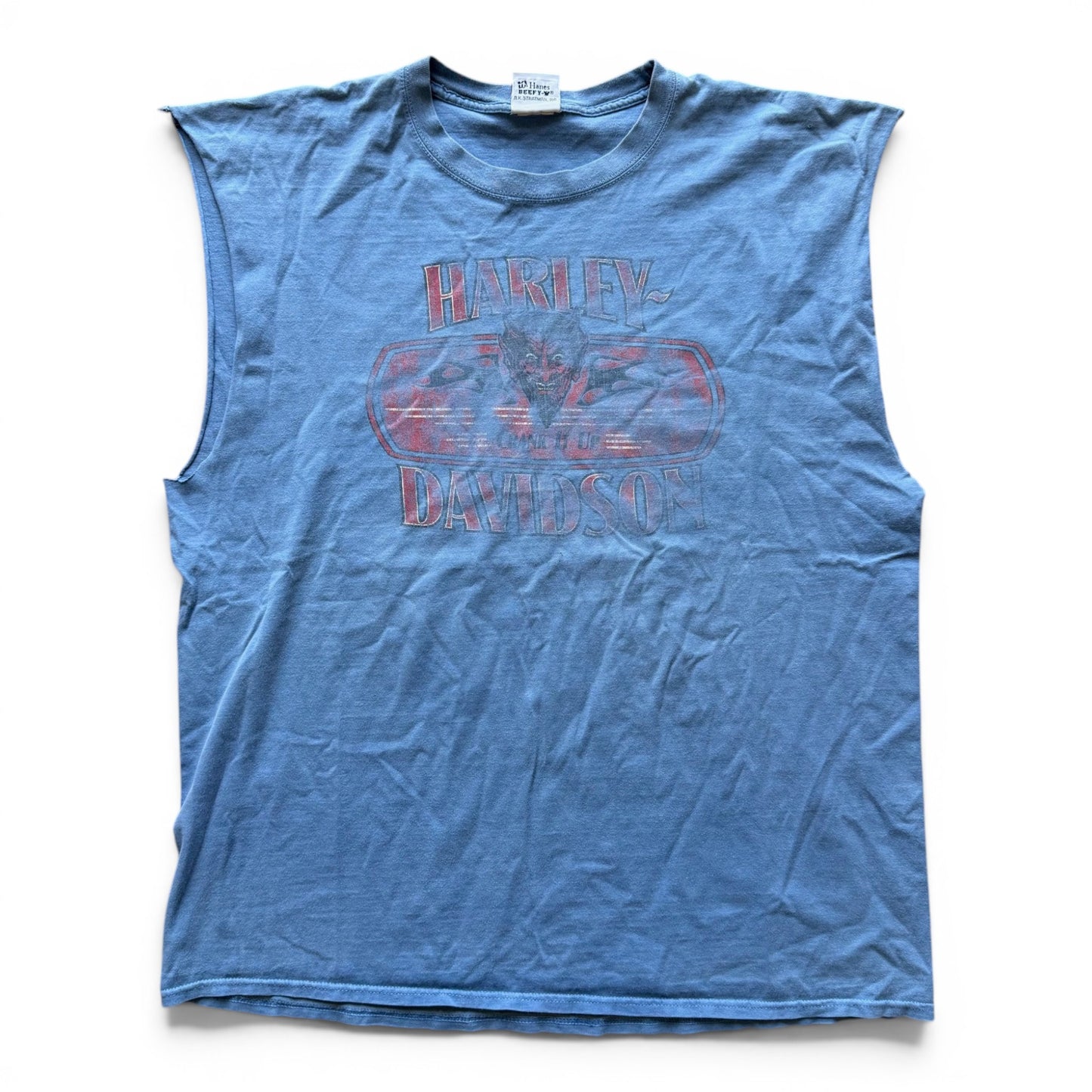 2010's Harley Davidson Cutoff T-Shirt Blue