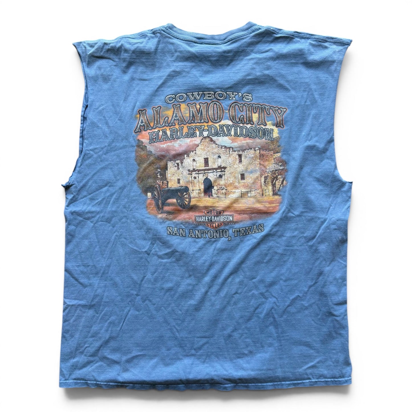 2010's Harley Davidson Cutoff T-Shirt Blue