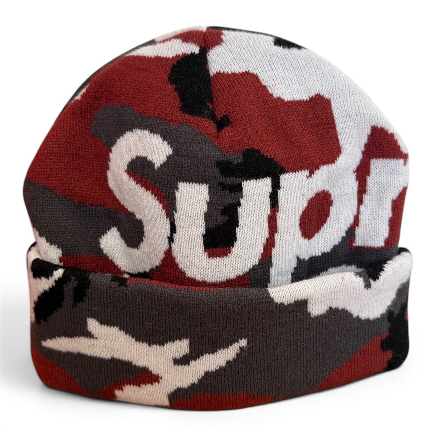 Supreme Big Logo Red Camo Beanie