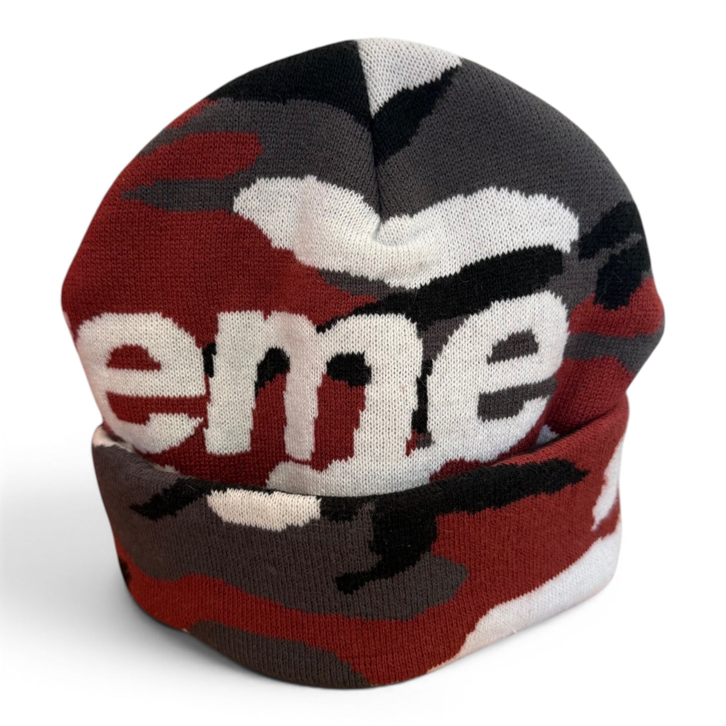 Supreme Big Logo Red Camo Beanie