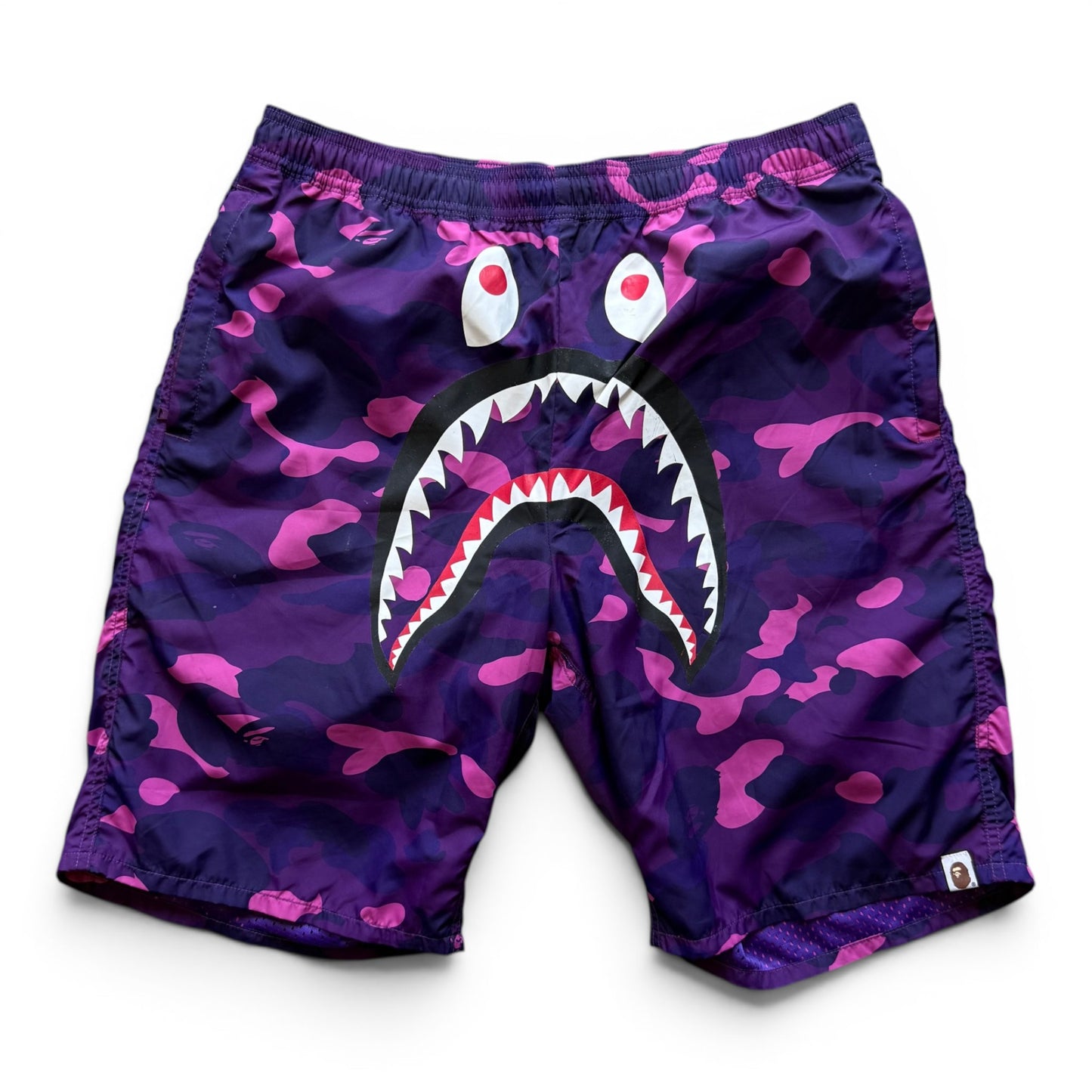 Bape Shark Head Purple Camo Swim Shorts