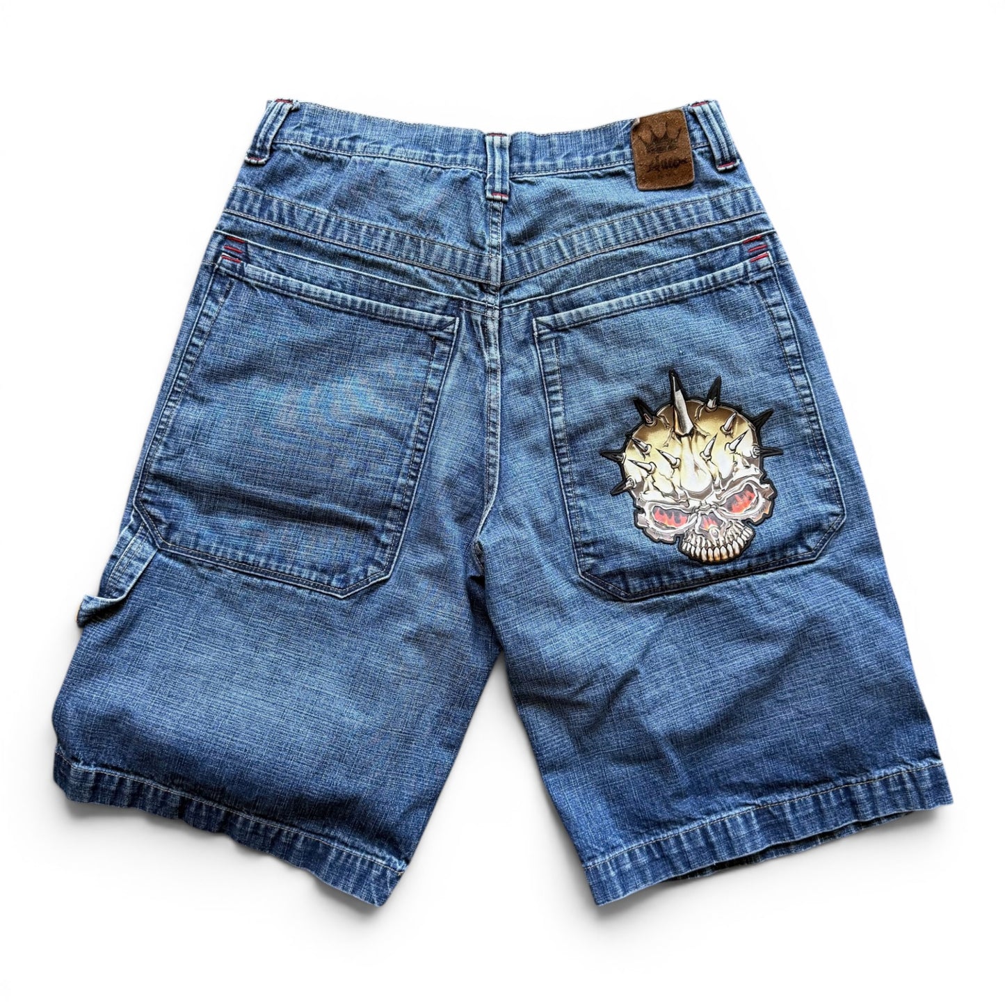 00's JNCO Spiked Skull Denim Shorts
