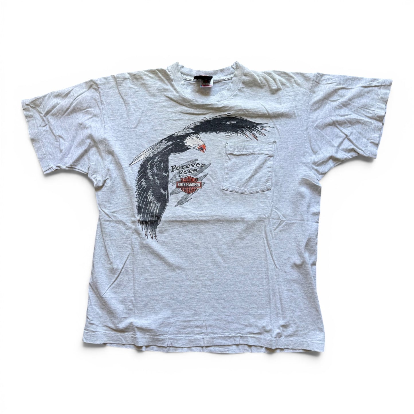 90's Harley Davidson Pocket T-Shirt Grey