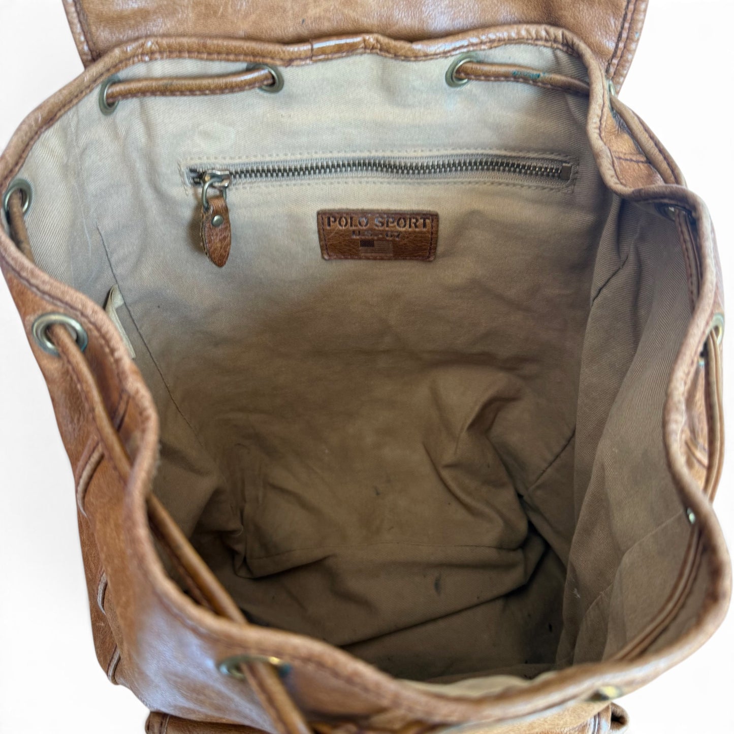 00's Polo Sport Leather Backpack Brown
