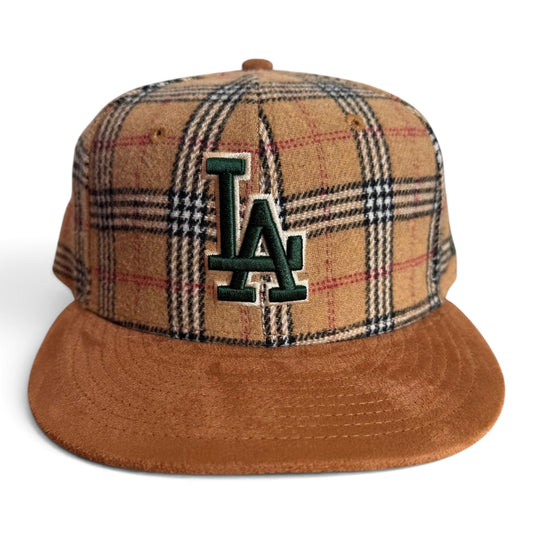 New Era Dodgers Plaid Tan Fitted Hat