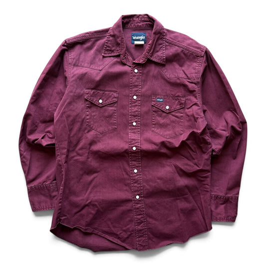 90's Wrangler Western Button-Up Shirt Maroon