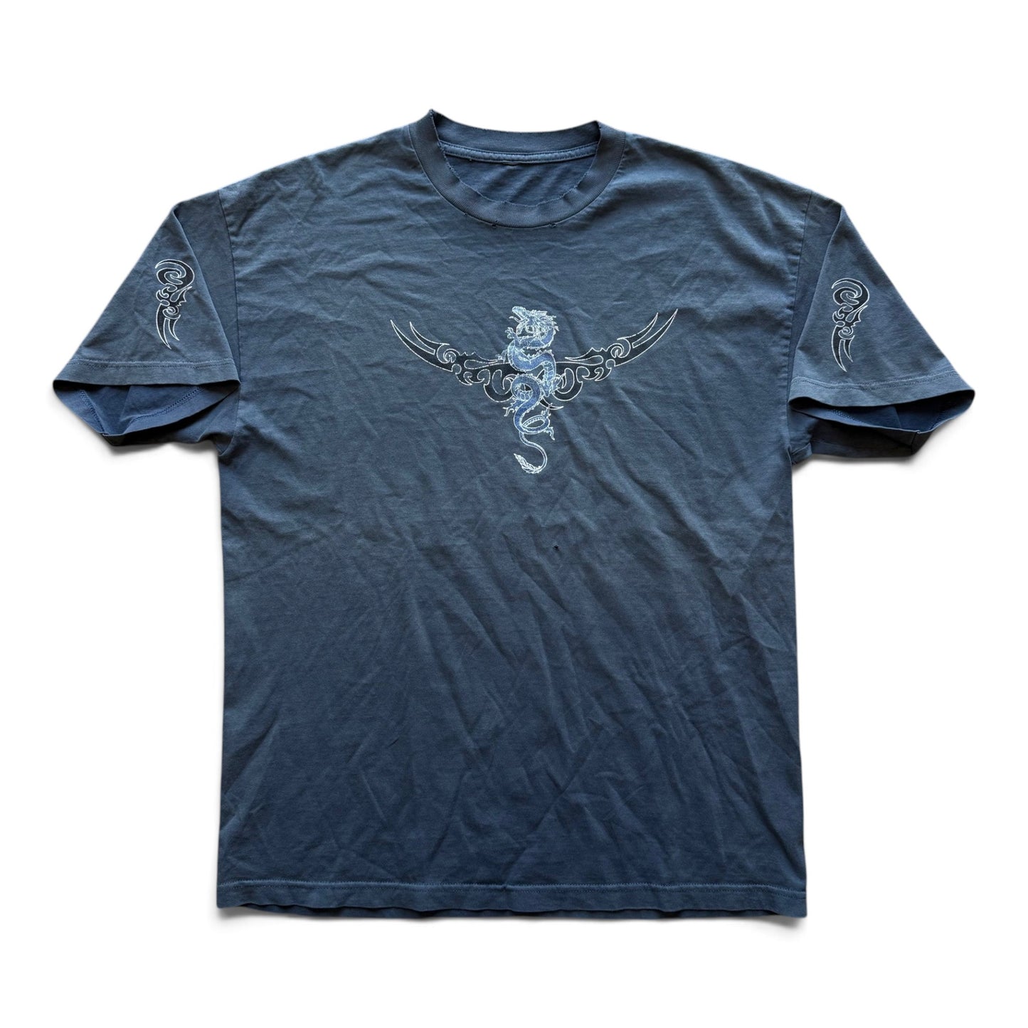 90's Dragon Tattoo T-Shirt Faded Blue