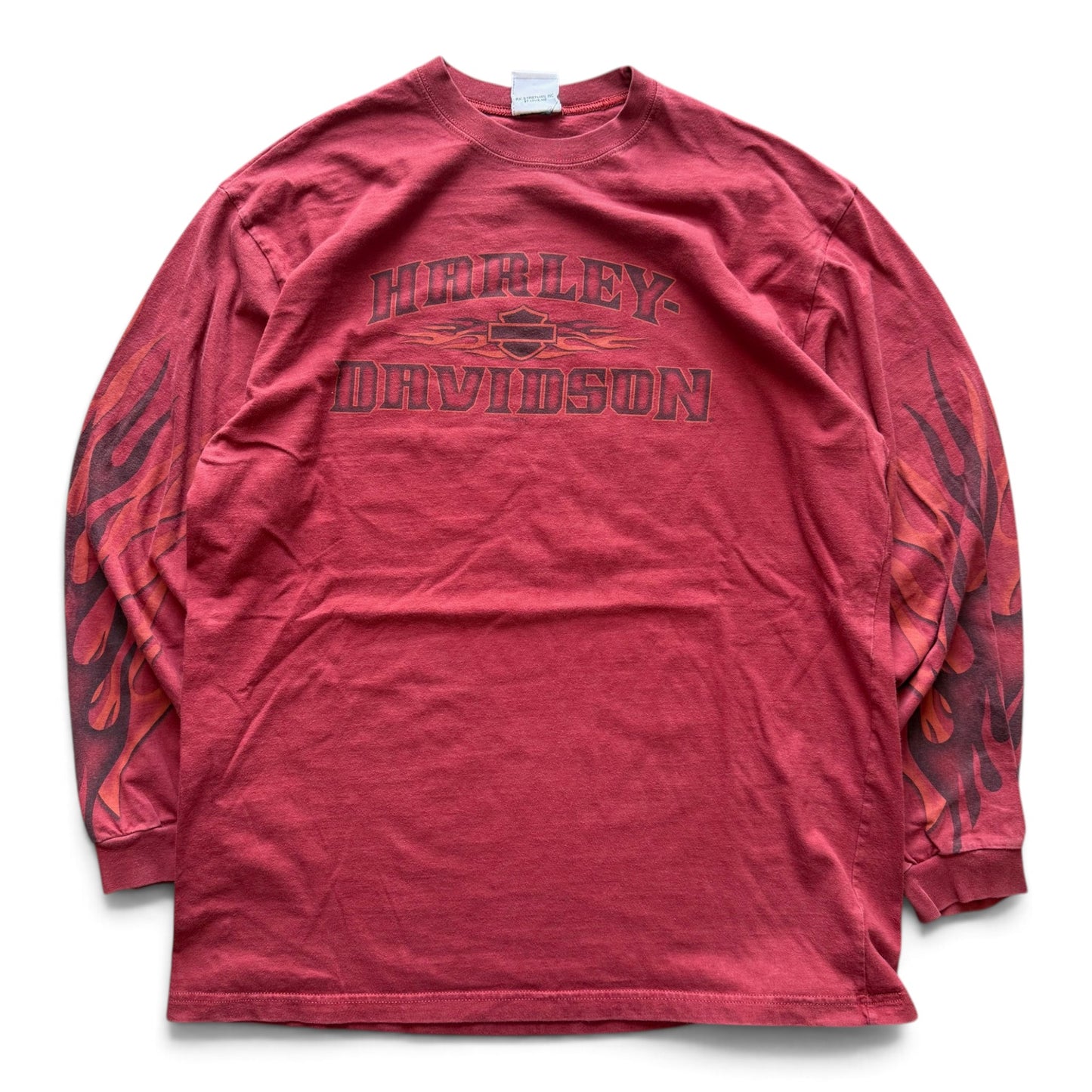 2009 Harley Davidson Flame Sleeves L/S T-Shirt Red
