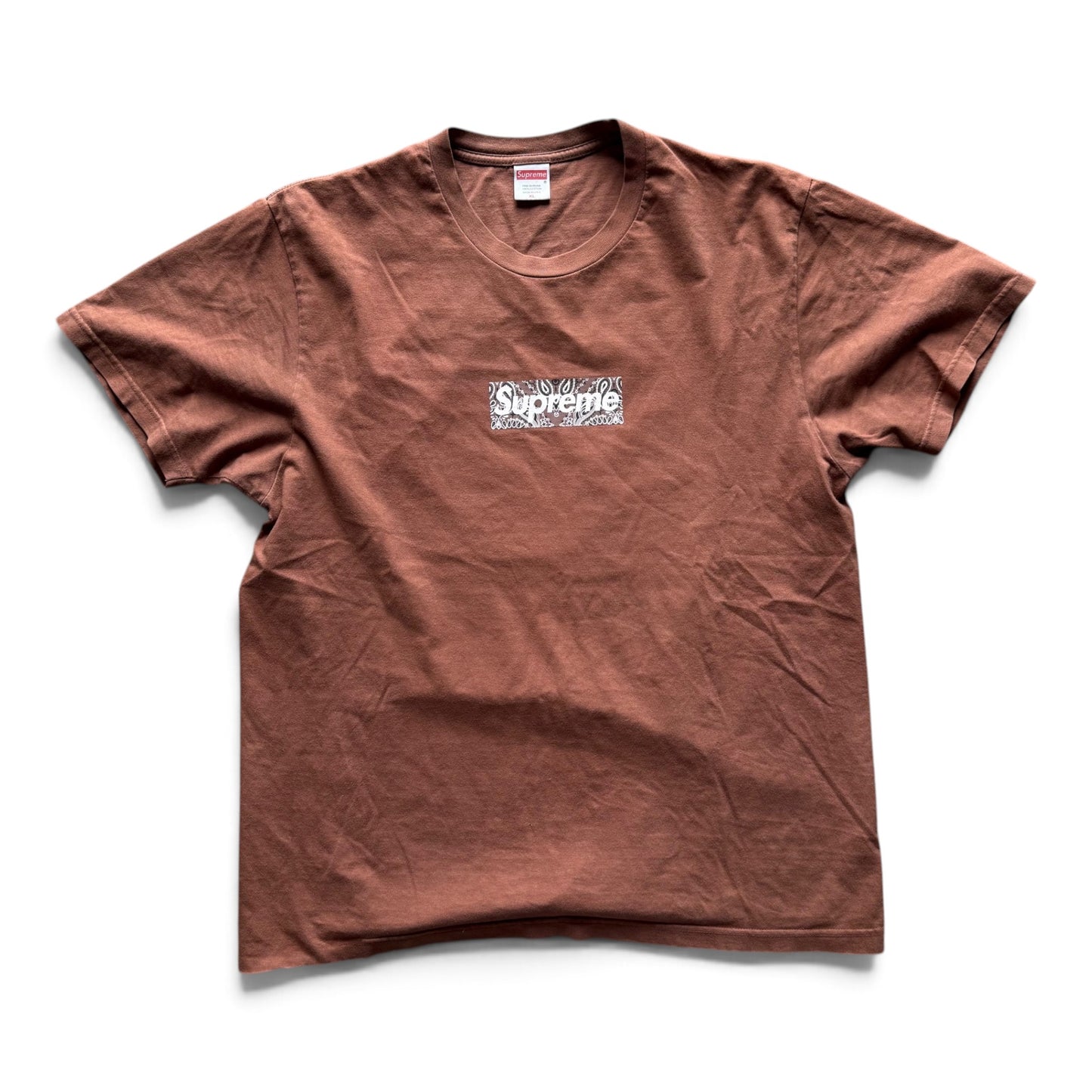 Supreme Paisley Box Logo T-Shirt Brown