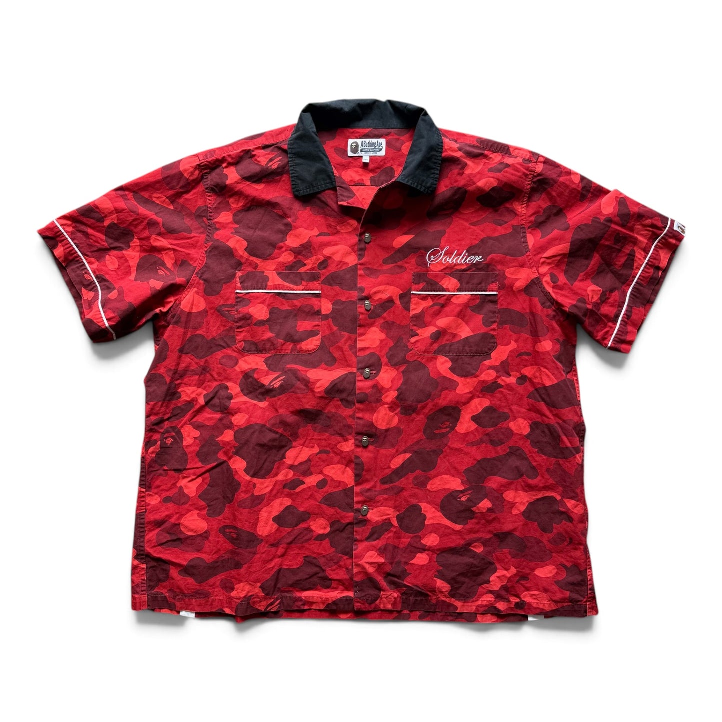 A Bathing Ape Button Up Shirt Red