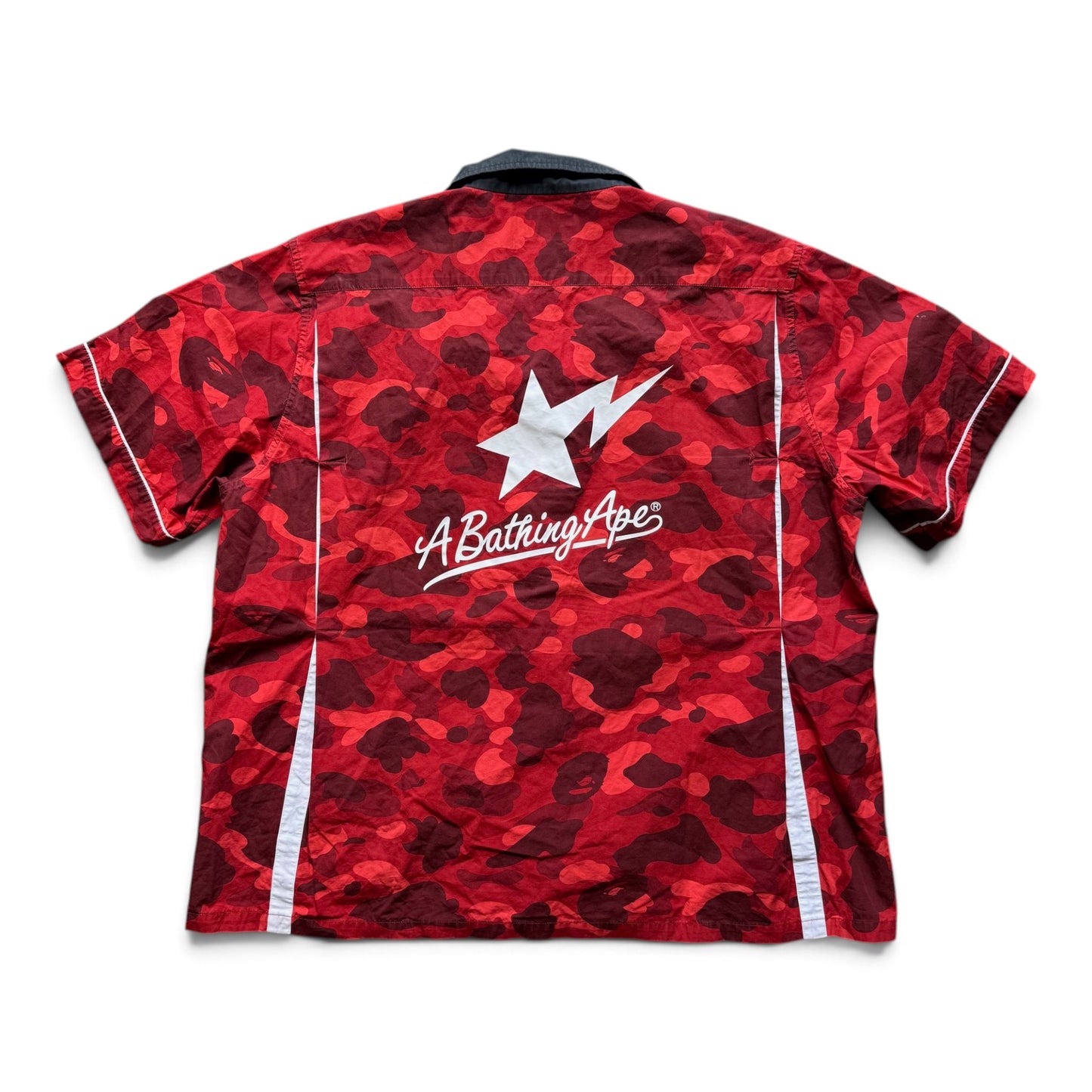 A Bathing Ape Button Up Shirt Red