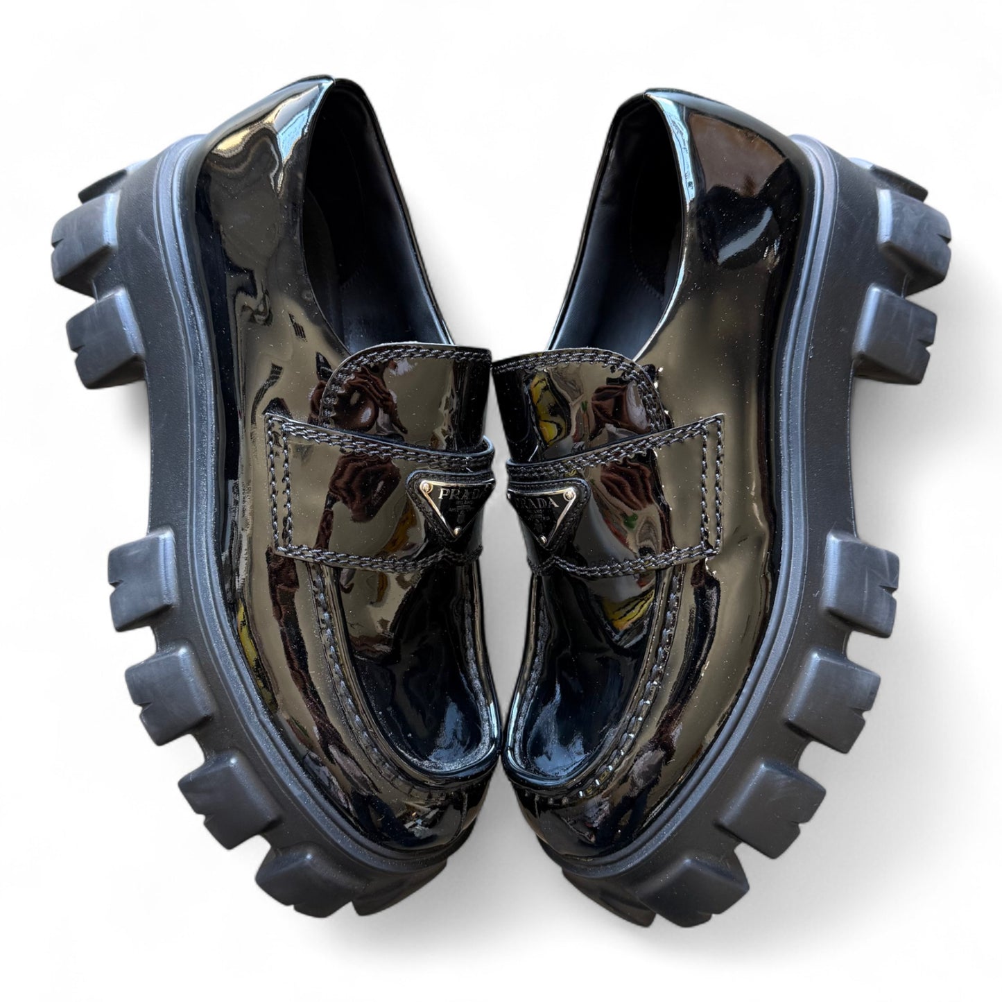 Prada Patent Leather Monolith Loafers