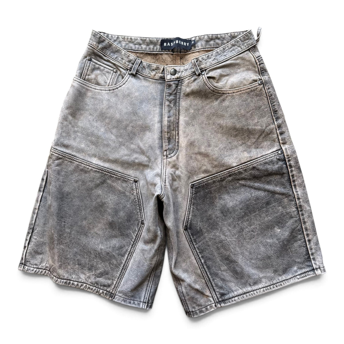 Rasberry Leather Double Knee Shorts